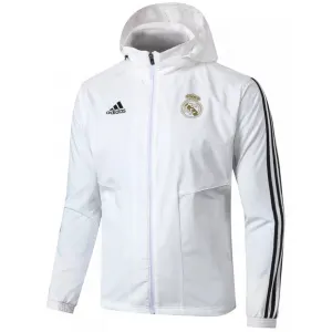 Jaqueta corta vento oficial Adidas Real Madrid 2020 2021 Branca